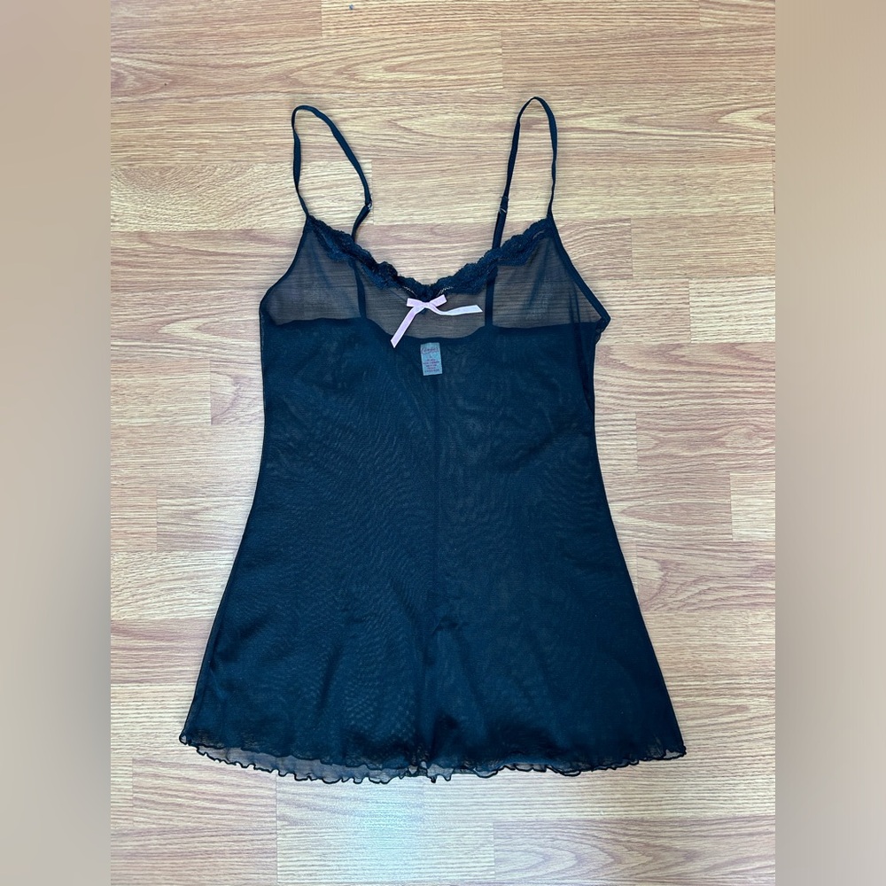 Early 2000’s Candie’s Black Mesh Chemise with Lace Trim and a Pink Bow size S - Picture 7 of 10